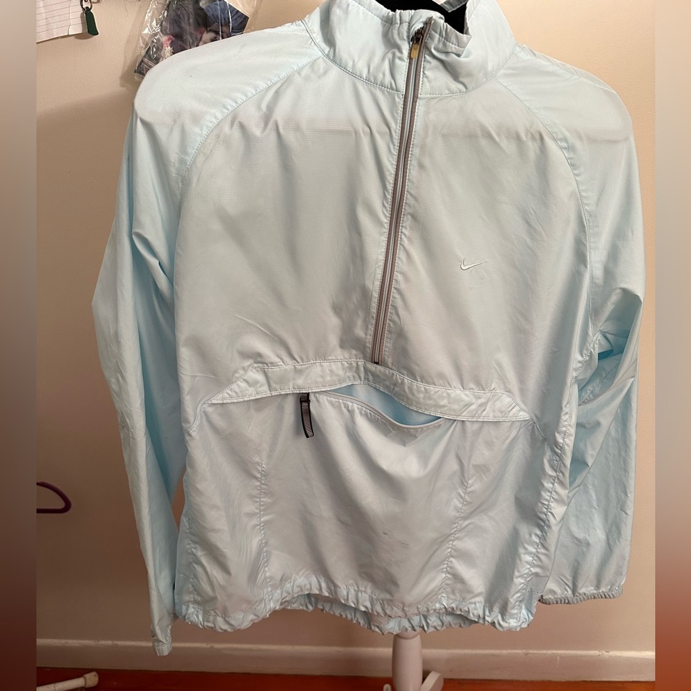 Nike 12-14 ice blue anorak windbreaker, light reflective, water resistant